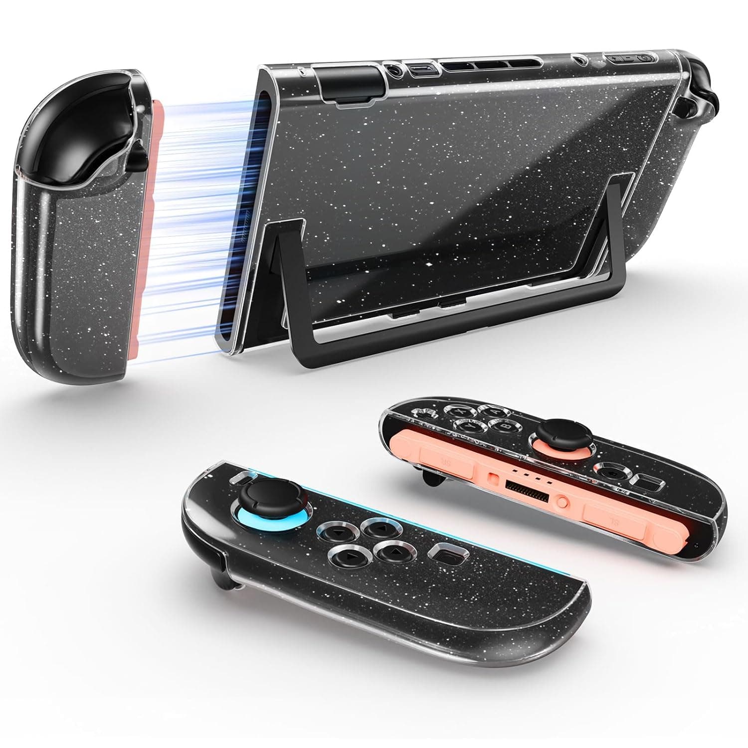 Jemdo Clear Glitter Shockproof Case for Switch 2 2025