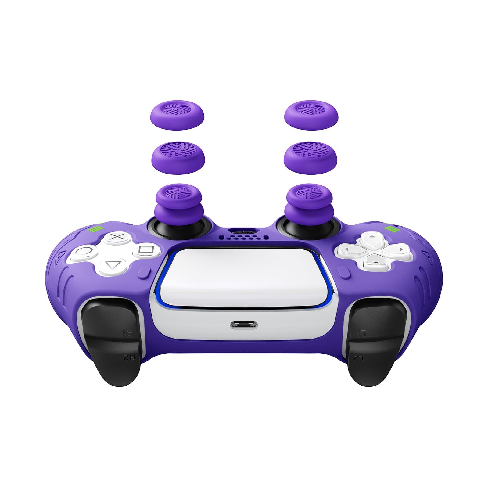 JEMDO Thumb Grips for PS5/PS4/for Switch Pro Controllers, Silicone Joystick Caps with Anti-Slip Design, 3 Heights (High/Mid/Low) Button Caps, Gaming Accessories for FPS/RPG/Action Games,Purple (6pcs)
