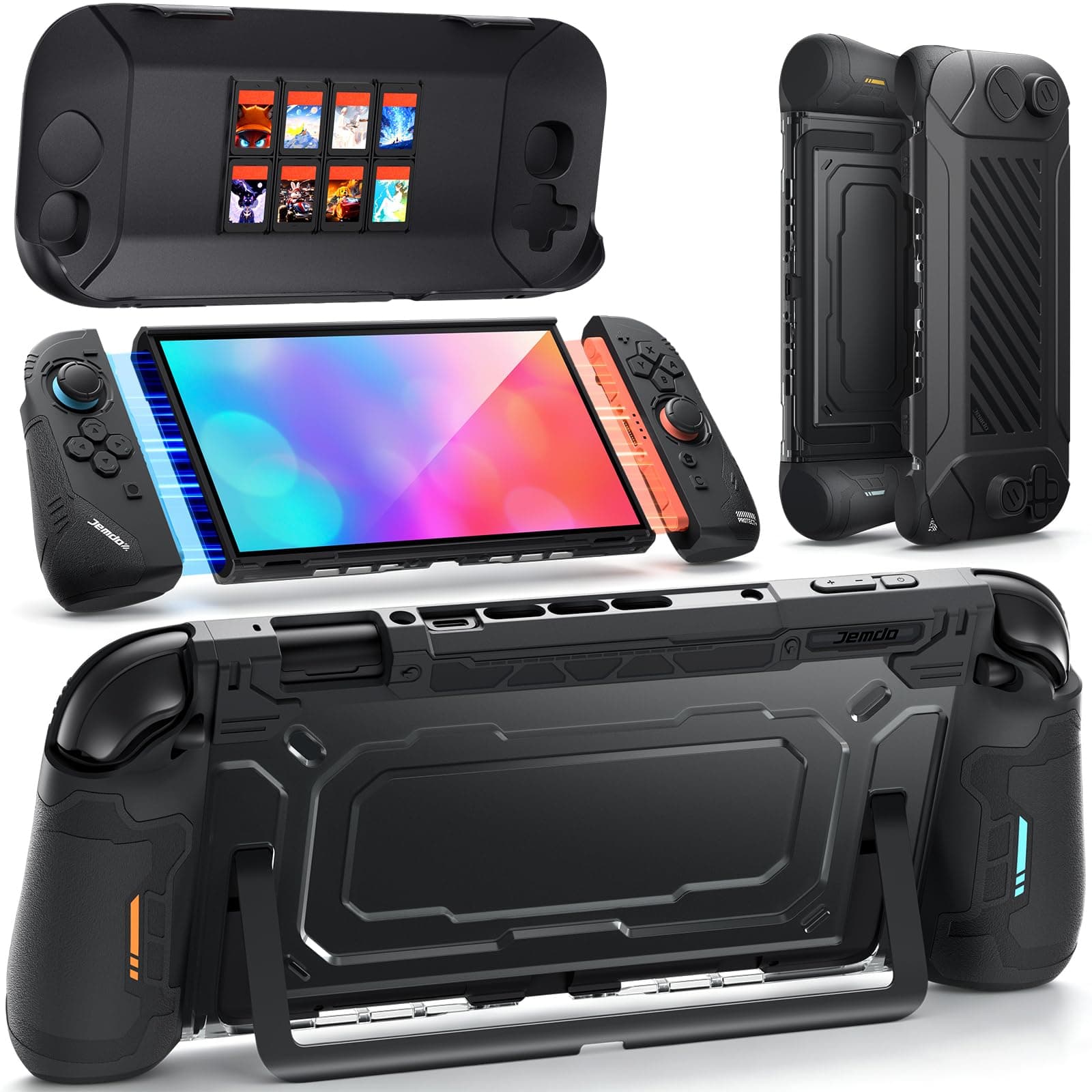 JEMDO for Switch 2 Slim Dockable Split Grip Case with Front Cover