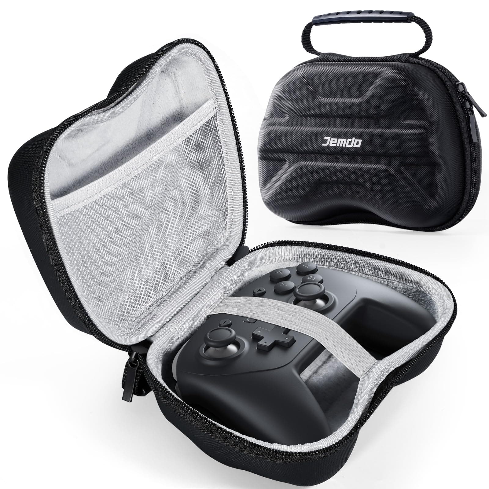Jemdo Hard EVA Travel Carrying Case for Switch 2 Pro, for PlayStation 5 & for Xbox Controllers, Grey Velvet Lining, Mesh Pocket, Dual Zipper, Grey